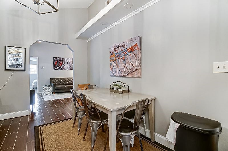 Table seats six in kitchen