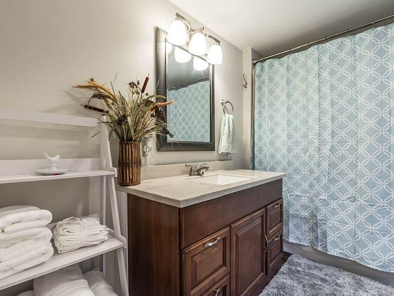 Bathroom sink and shower