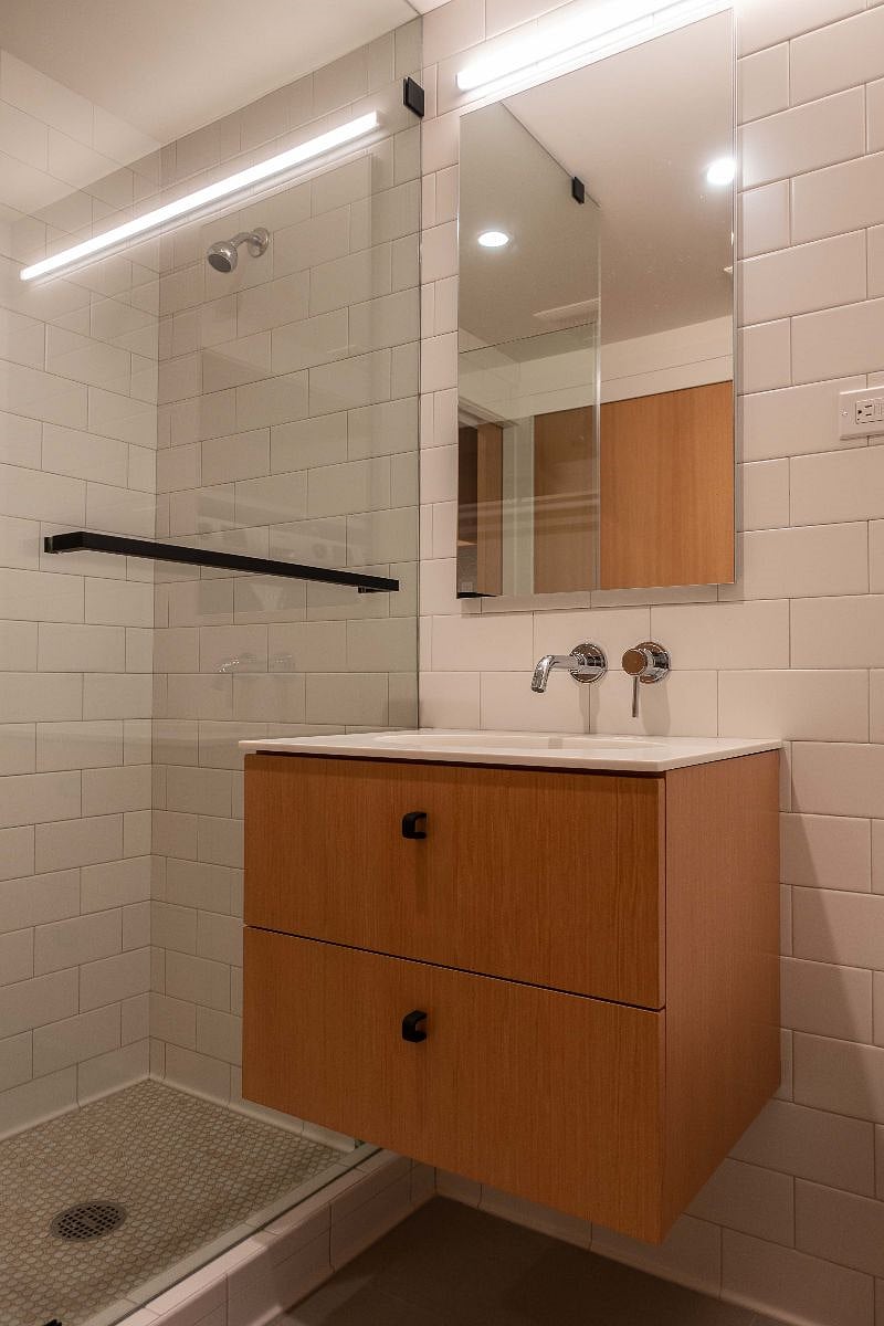 Sink and mirrored medicine cabinet