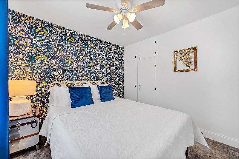 Bedroom #1 with a queen size bed on the second floor