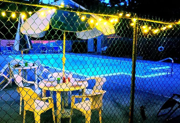 Enjoy meals or drinks on the pool patio. BBQ on the gas grill.