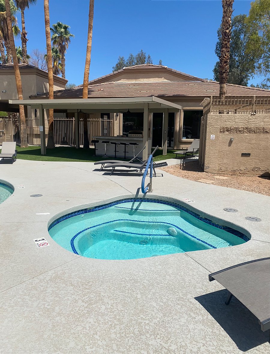 Renovated swimming pool with barbecue area