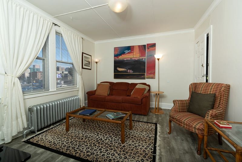 Our livingroom in unit B2 with pullout sofa- sleeps 2