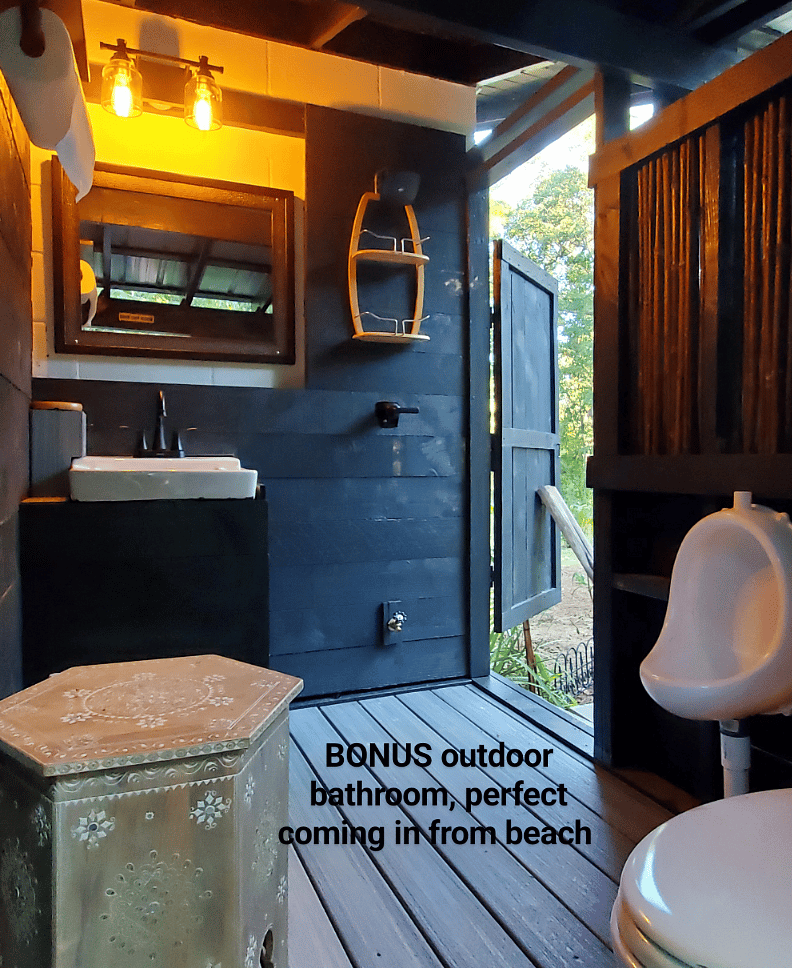 BONUS Outdoor Bathroom - Hot Water Sink & Shower, Toilet, Urinal - Directly adjacent to Bedroom-1's private entry/exit door. 