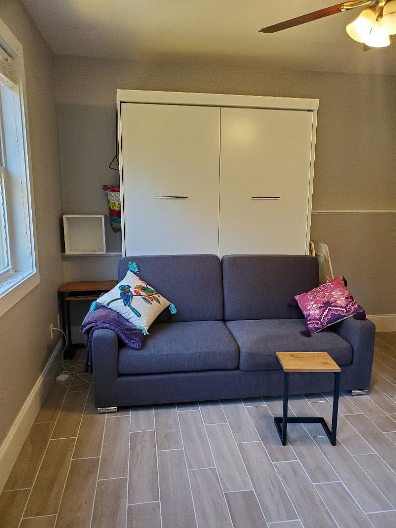 The bed folds up to allow a second couch, if you should chose.