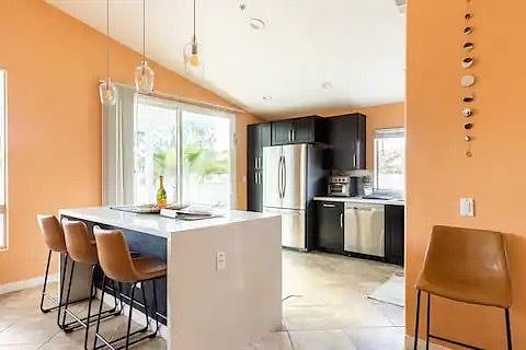 Large kitchen island with USB charging outlets