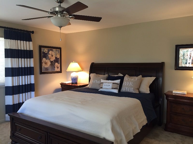 Master bedroom with king bed and ensuite bath with Directv and streaming