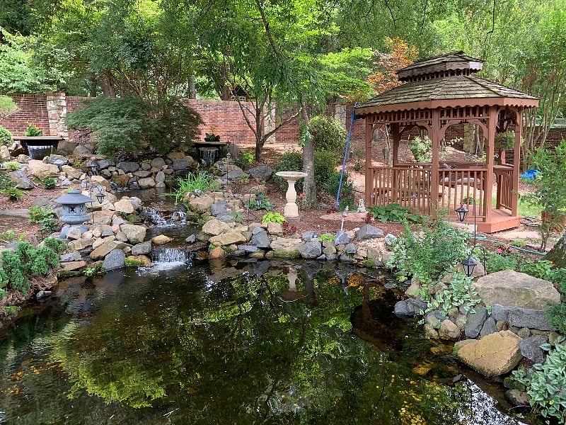 Reconnect with nature quickly in your own back yard!  Beautiful pond and the sound of five waterfalls create a very tranquil place to unwind from your busy shifts! 