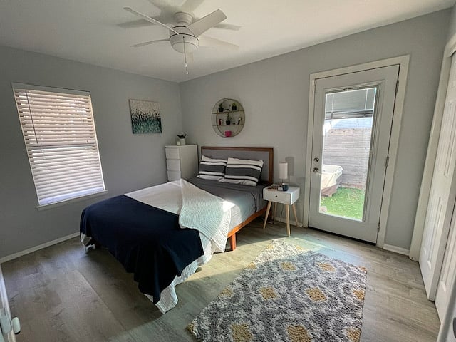 Flexible second bedroom can be set up as a bedroom or private office. We can move bed out and desk in.