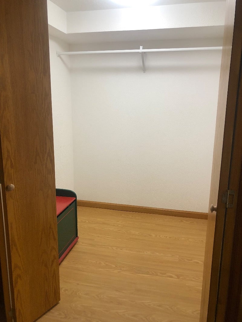 Large walk-in closet inside the bedroom. Storage chest for extra linens and blankets. Laundry sorter provided.