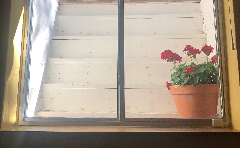 Safe, secure stepped-out egresses. (New paint and caulk since photo was taken.)
