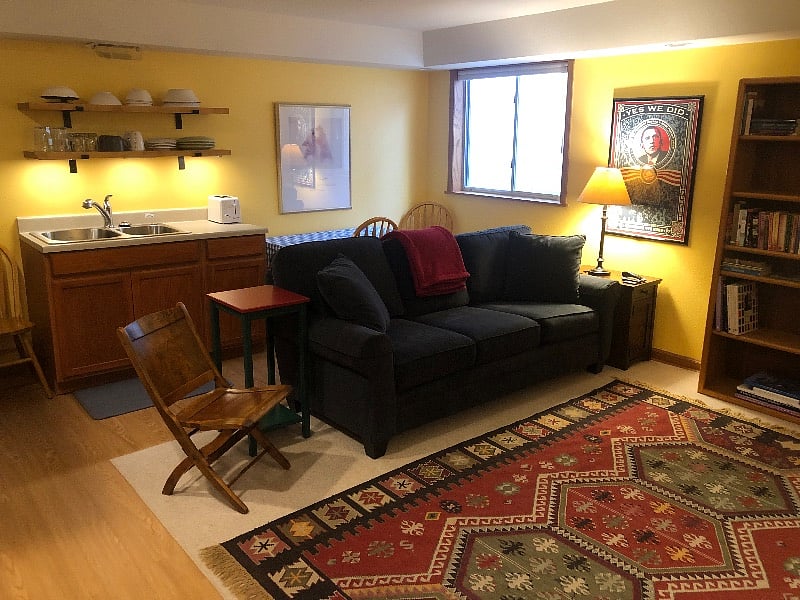 Sofa is very comfortable with excellent lumbar support. Remove the back cushions and it makes a great second bed, for the occasional guest.