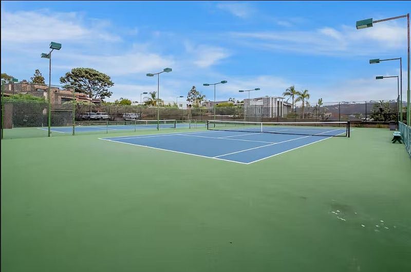 Two lighted tennis courts