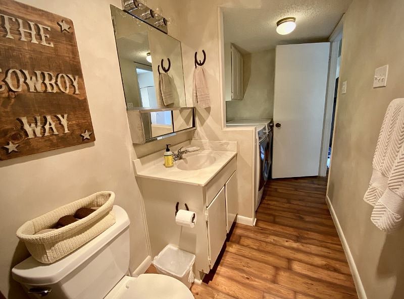 Downstairs Bathroom with Washer and Dryer
