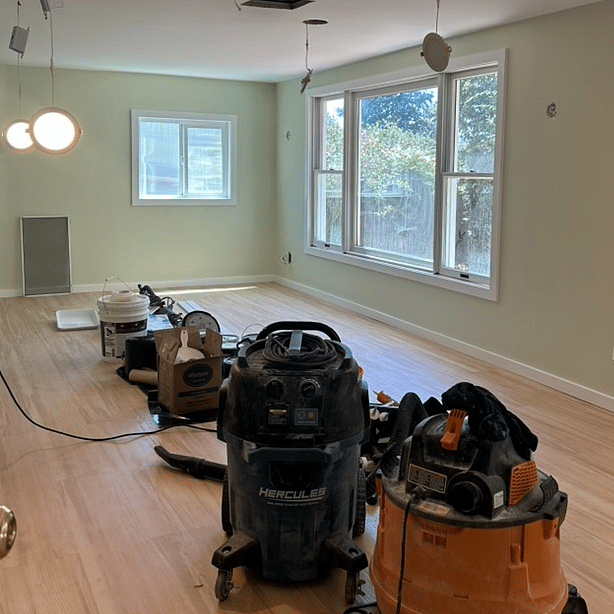 Newly remodeled, with new floor and paint and lights. Photo from 7/24/26