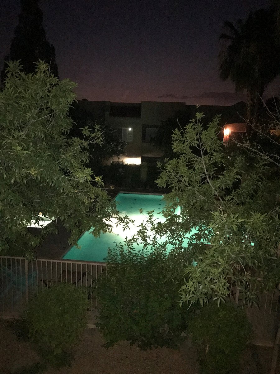 lighted pool at night