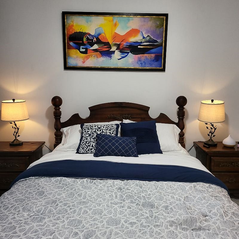 Dimmable touch lamps. Alexa controlled ceiling lights. Ceiling fan (not shown)