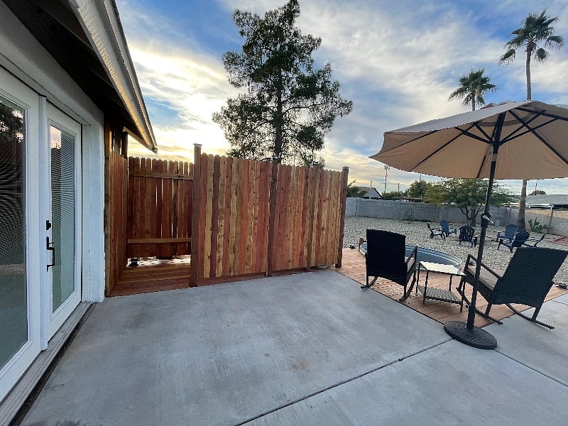 Exit master bedroom straight into the outdoor shower
