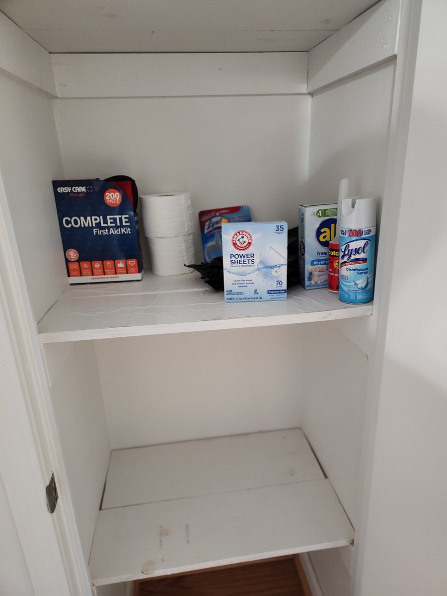 Laundry closet with starter supplies.