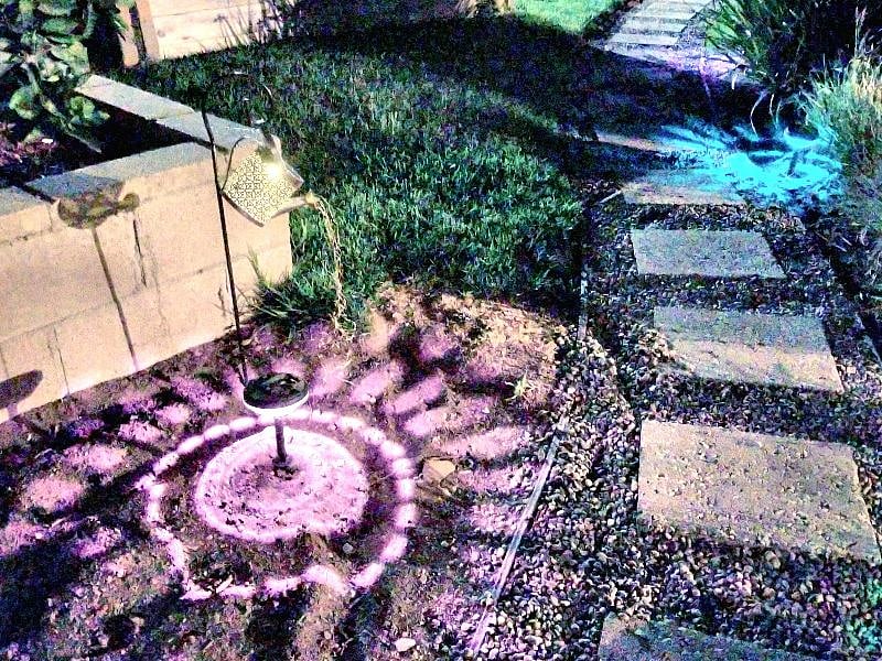 Illuminated Backyard Pathway Leading To Front Door Of Guesthouse