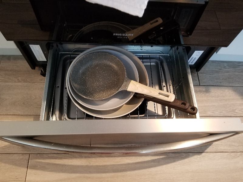 Baking, Pots & Pans In Stove Drawer