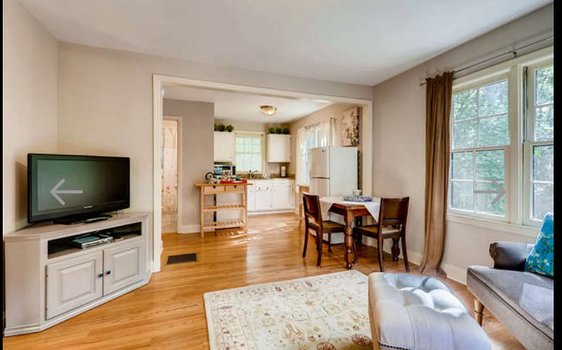 Open kitchen-living-small dining