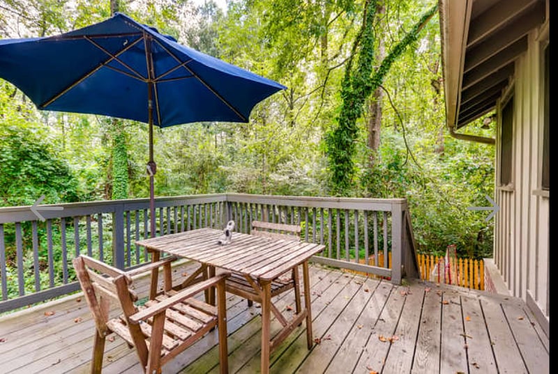Private, wooded deck