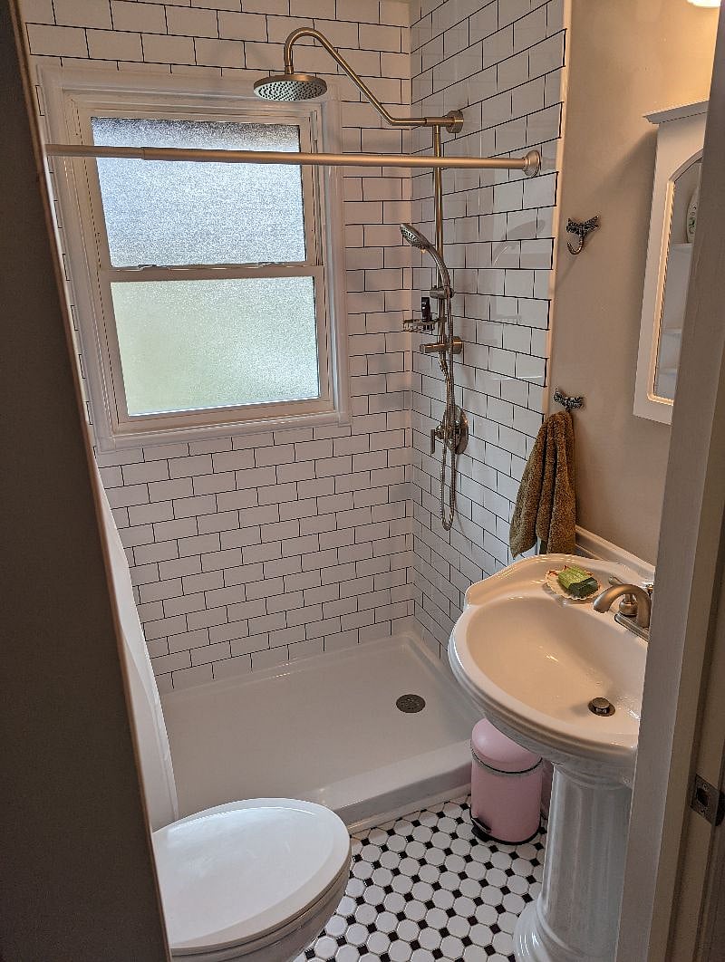 Newly-renovated step-in shower