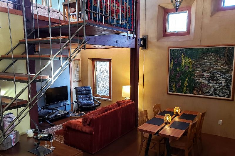 View from Kitchen Bar down toward Dining Room and Living Room