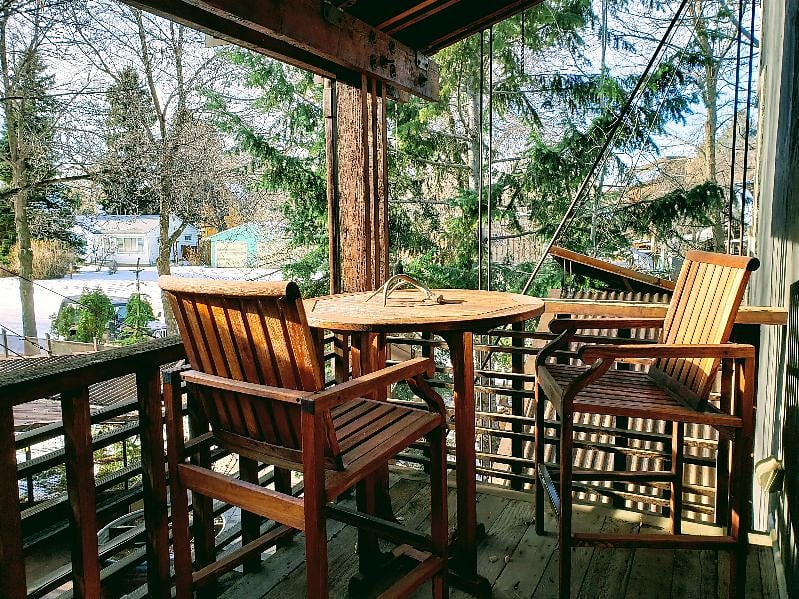 Private Balcony overlooking Courtyard and Plum Ave