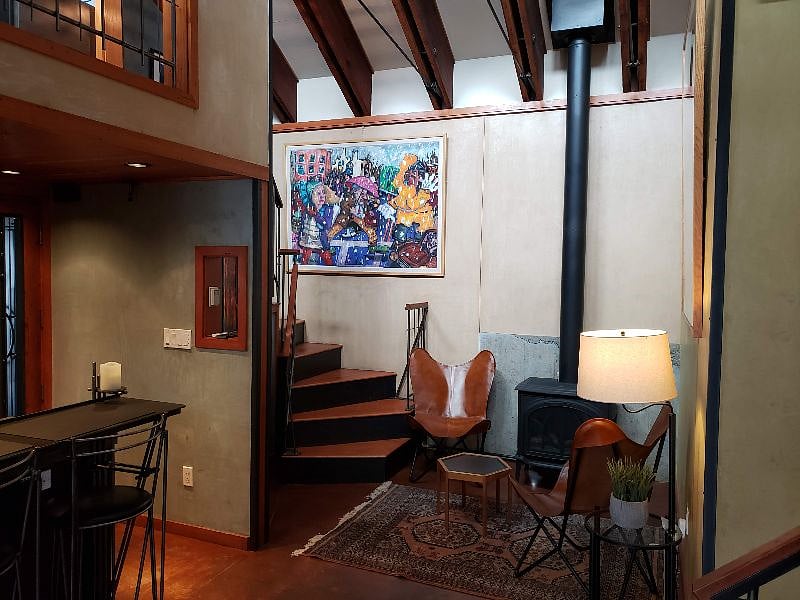 Looking toward Entrance, Kitchen, Sitting Room, and stairs to the Study