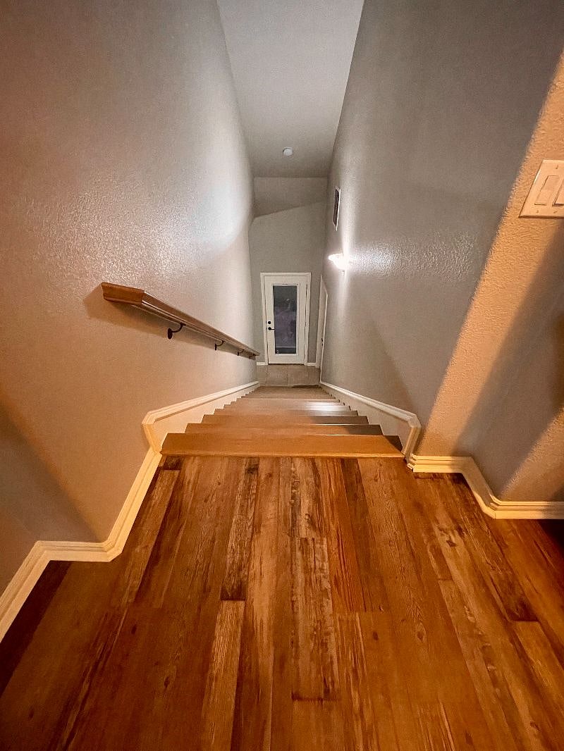 Stairs lead up to your private suite