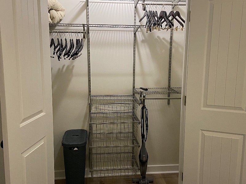 Large closet with nice hangers and drawers