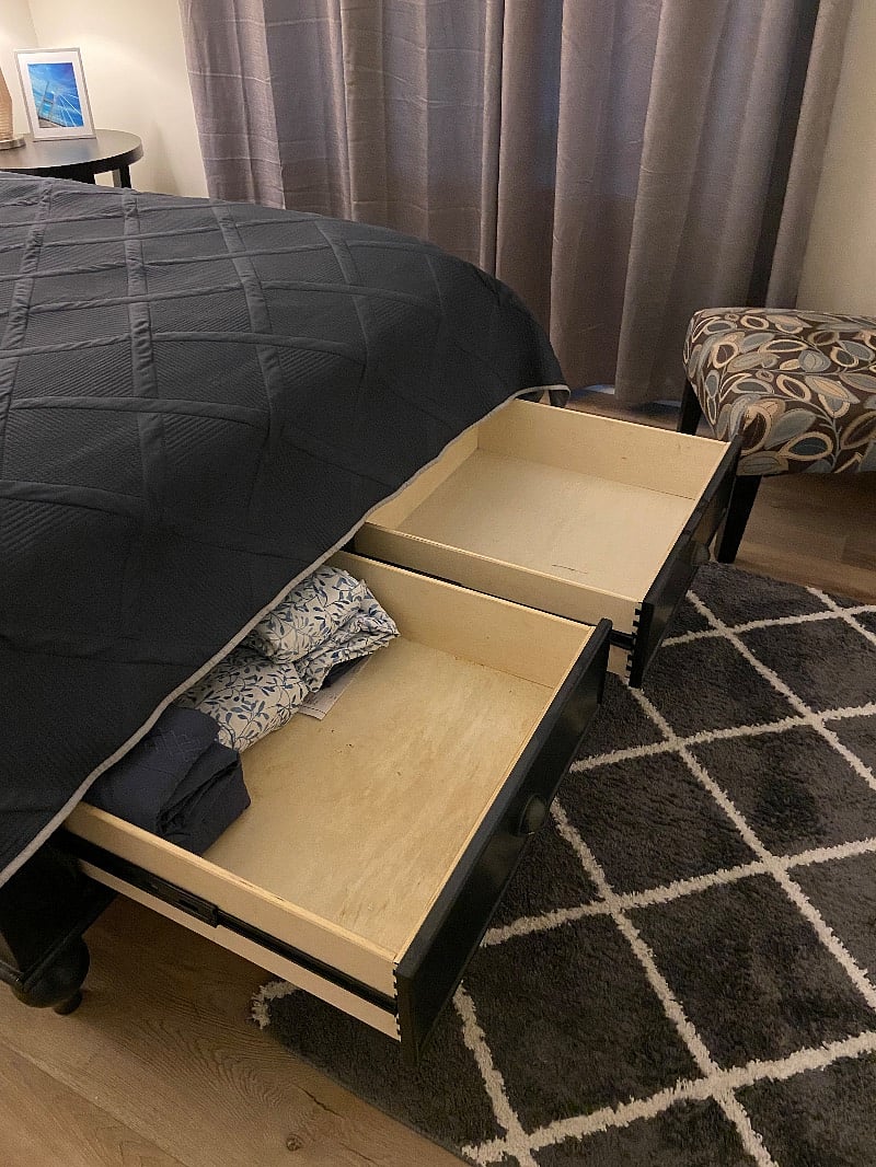 Storage in the bed.