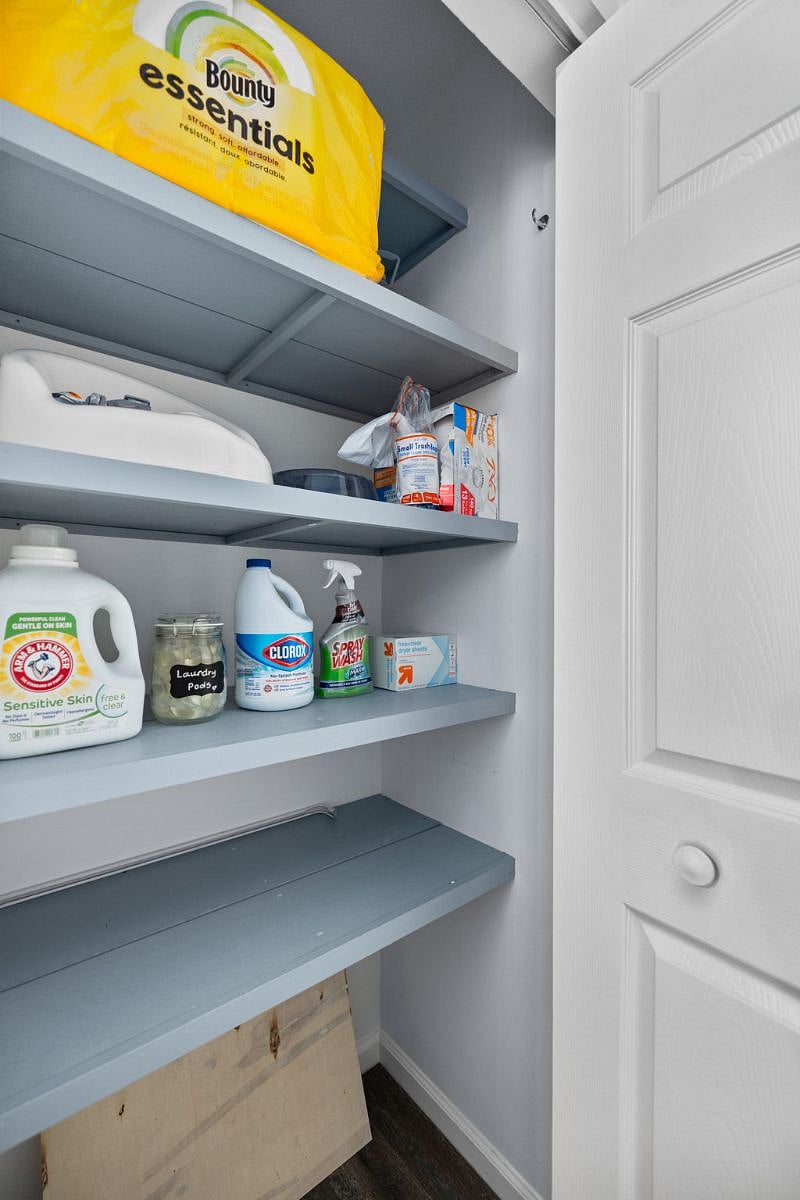 Supplies for your stay include laundry detergent, bleach, fabric sheets, a children's dining chair, and more!