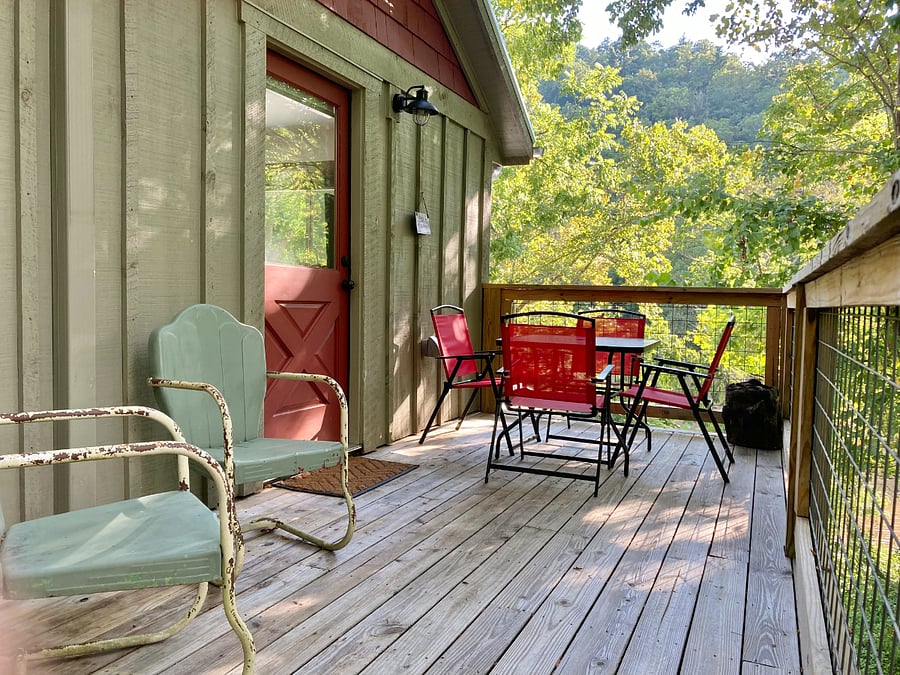 Upstairs Level, Entrance with deck overlooking river