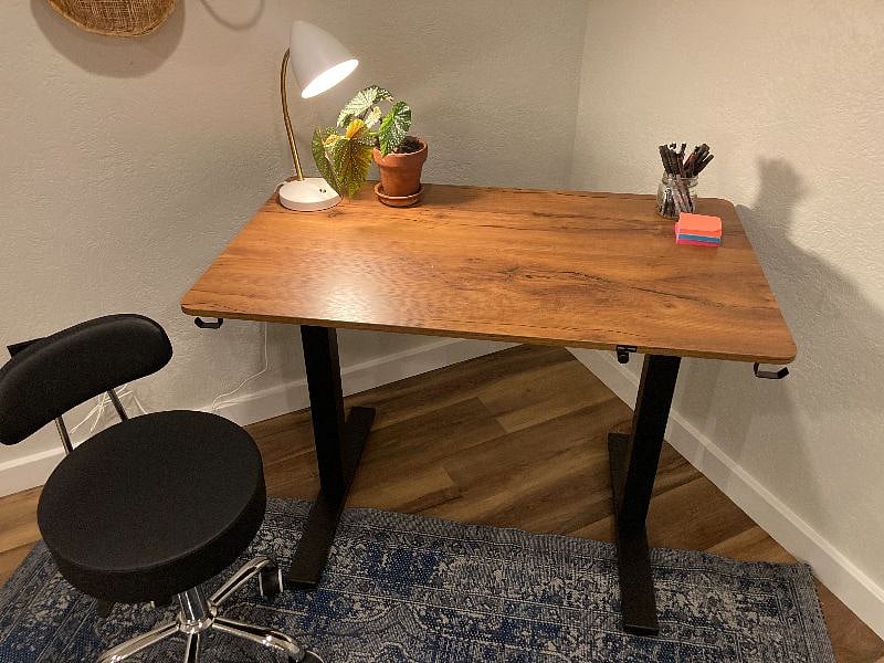 Adjustable standing desk, for more ergonomic desk work.