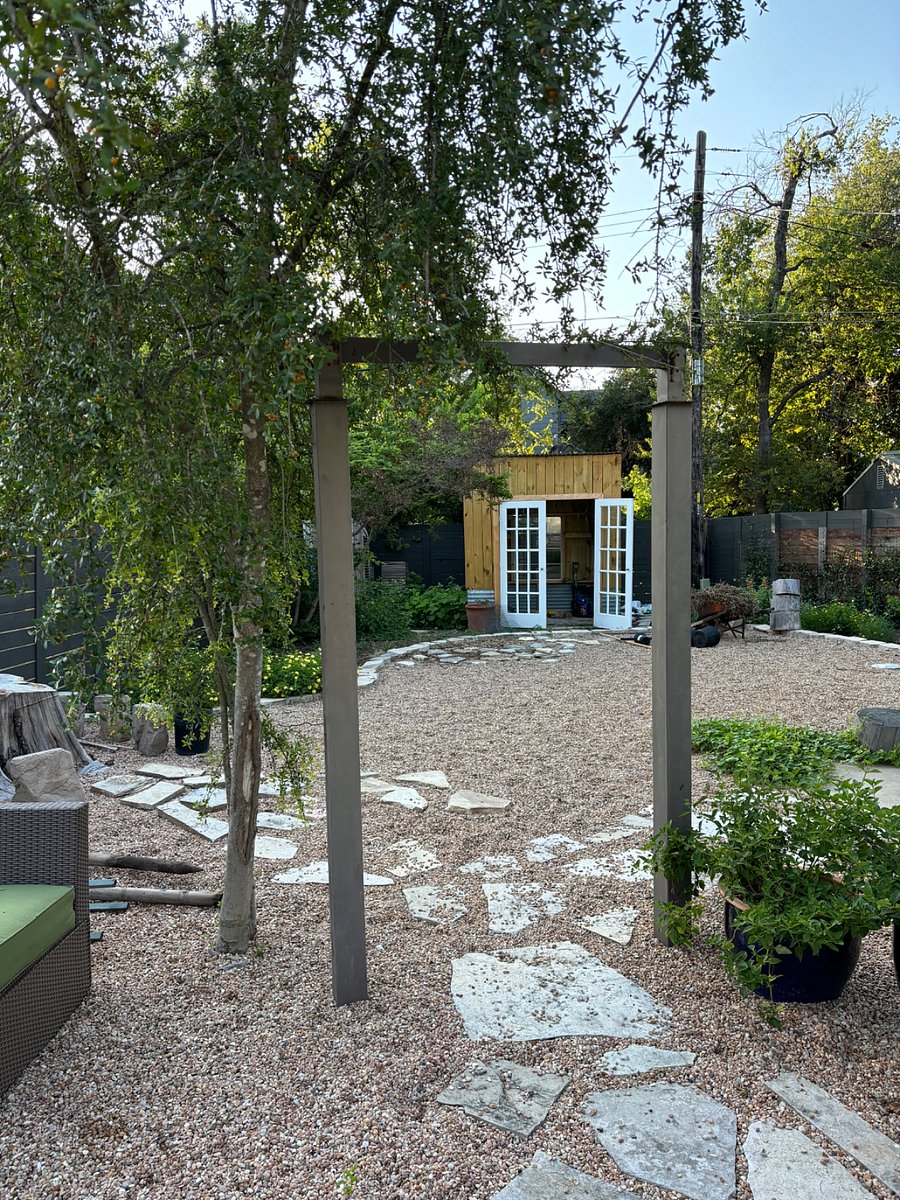 Backyard with garden shed
