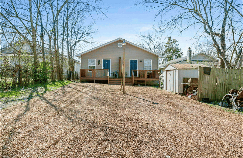 Full back view of the duplex with a privacy divider