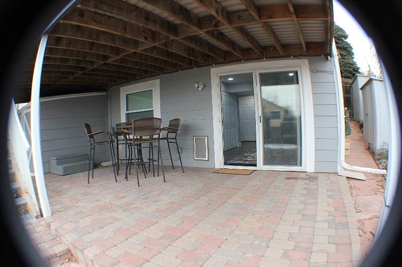 Private patio with outside table and chairs