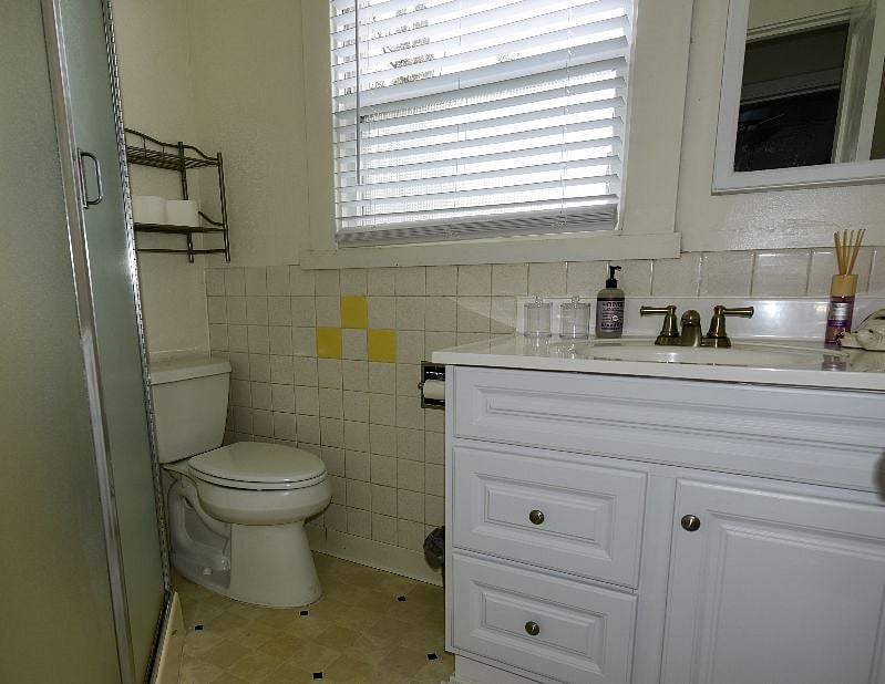 The bathroom has recently been updated. 