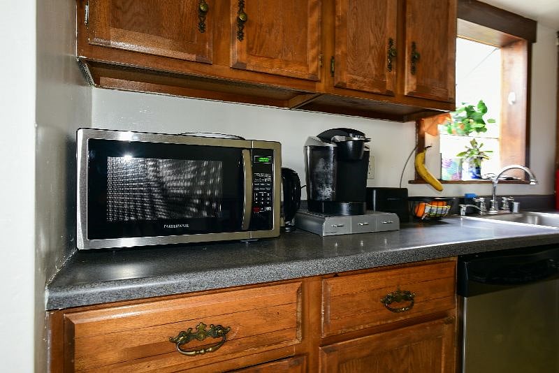 New microwave, hot pot for water and a Keurig.