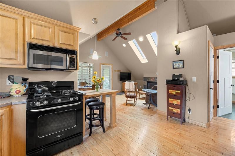 Kitchen, looking toward the living area