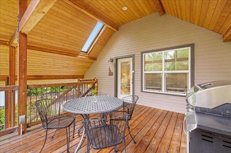 Cozy covered deck and grilling area