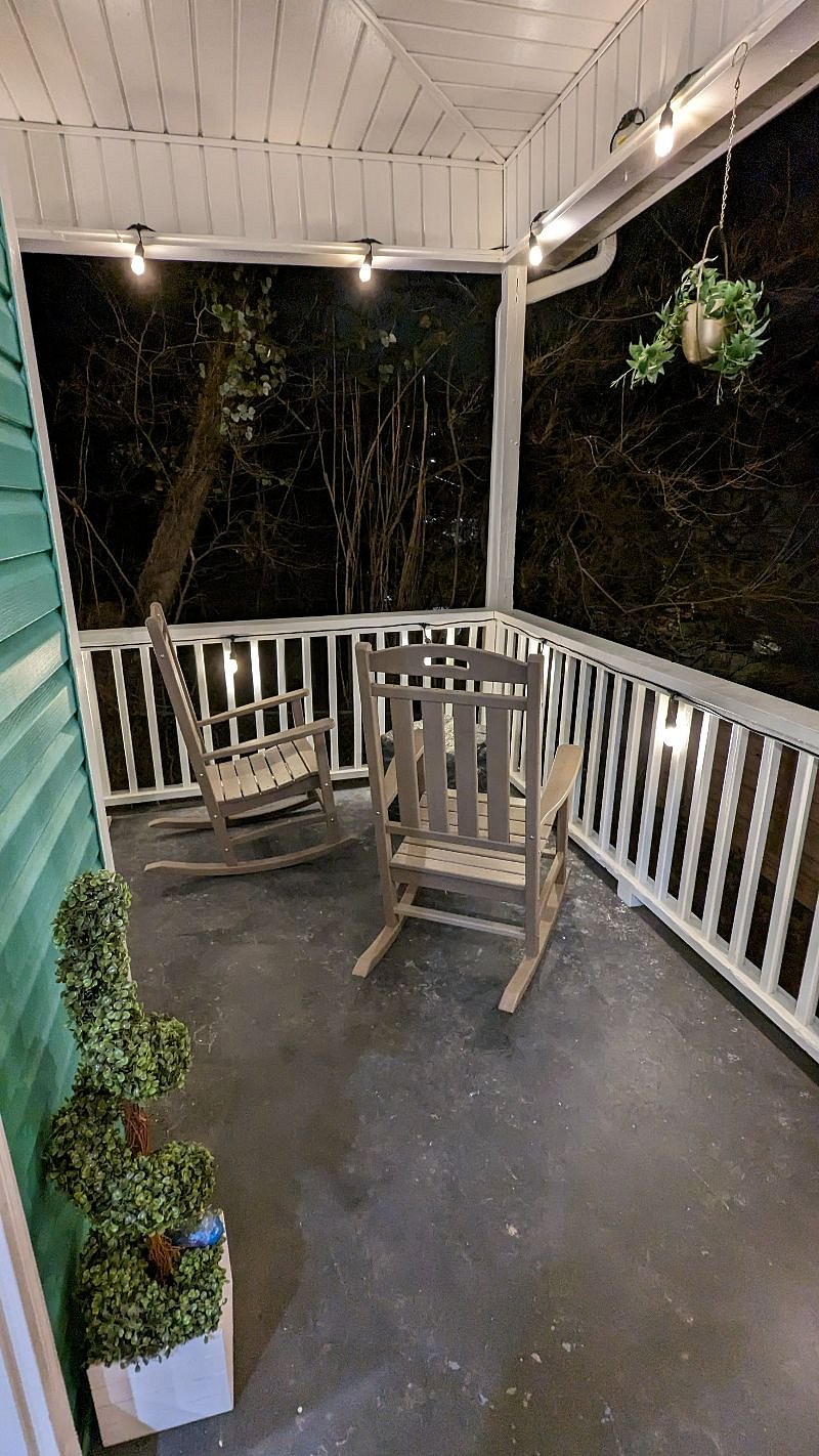 Rocking Chairs and Bench on the Wraparound Patio