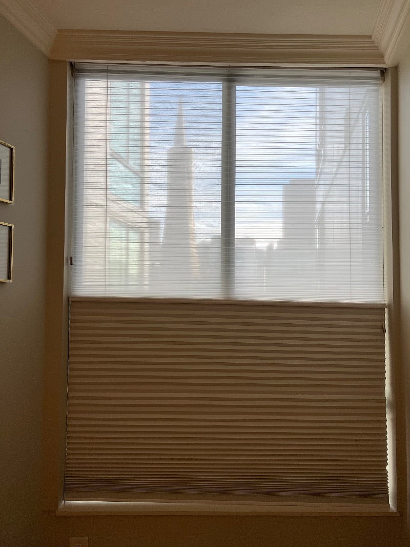 Day/night blackout shades in bedroom