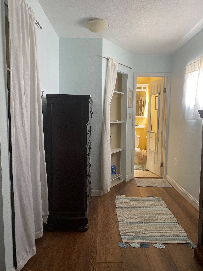 Master bedroom with connecting bath.