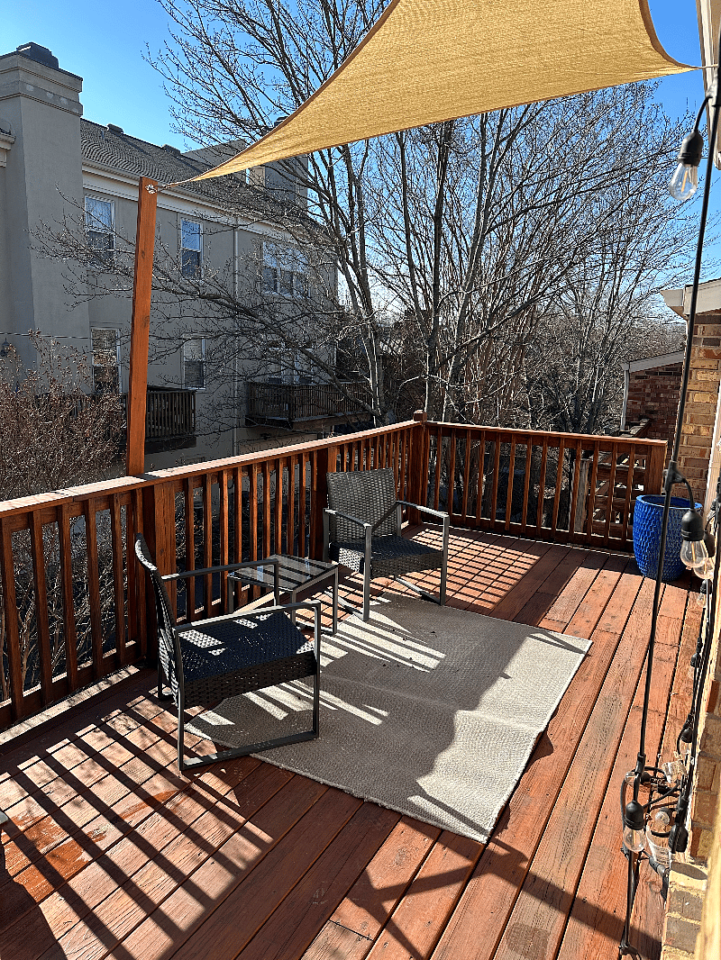 Back deck with sun sail