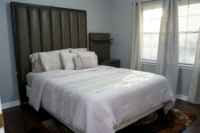 Bedroom #2 - Queen Size Bed With Foam Mattress and Built In USB Charging Station
