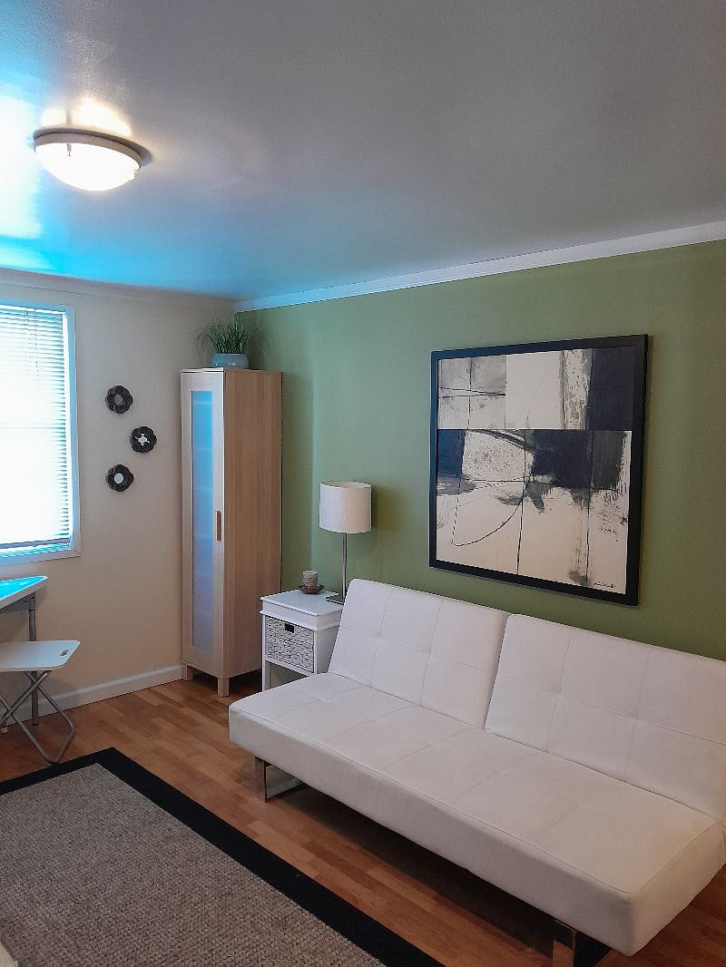 Real mattress tops this sofabed for a restful sleep. Read more in photo of made up bed and in property listing description.